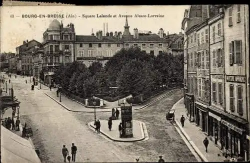 Ak Bourg en Bresse Ain, Square Lalande, Avenue Alsace-Lorraine