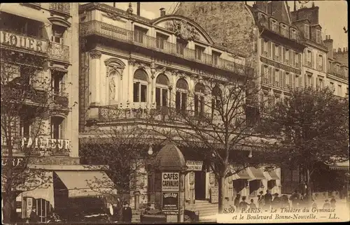 Ak Paris II. Arrondissement Bourse, Le Theatre du Gymnase, Boulevard Bonne Nouvelle