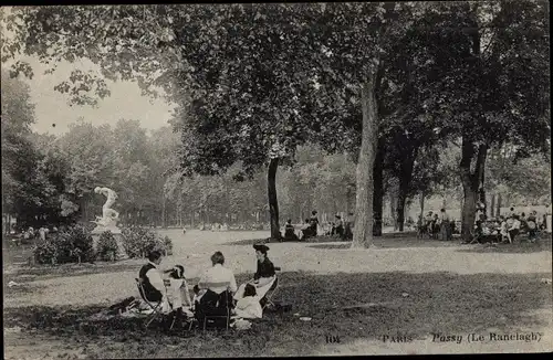 Ak Paris XVI. Arrondissement Passy, Parkpartie