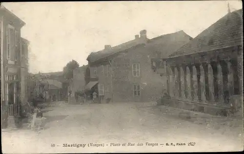 Ak Martigny Lothringen Vosges, Place et Rue des Vosges