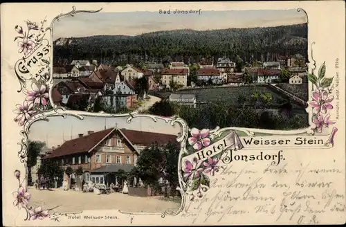 Ak Jonsdorf in Sachsen, Hotel Weißer Stein, Blick auf den Ort