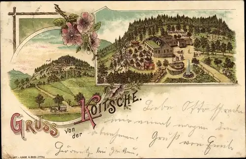 Litho Hörnitz Oberlausitz, Berg Koitsche, Gasthaus