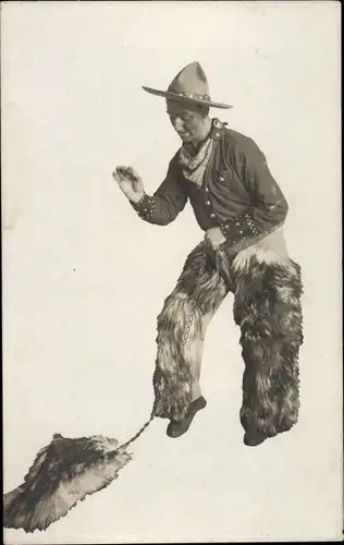 Foto Ak Cowboy, Wild West Schauspiel, Fotomontage