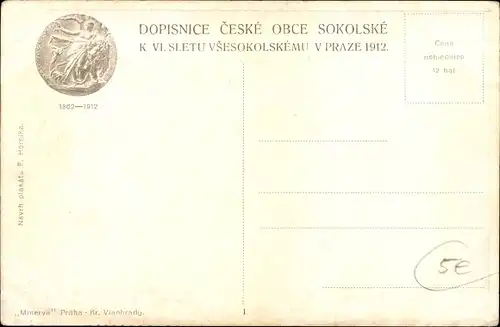 Künstler Ak Prag, VI.Sletvsesokolsky V Praze 1912, Löwe, Adler, Turnfest