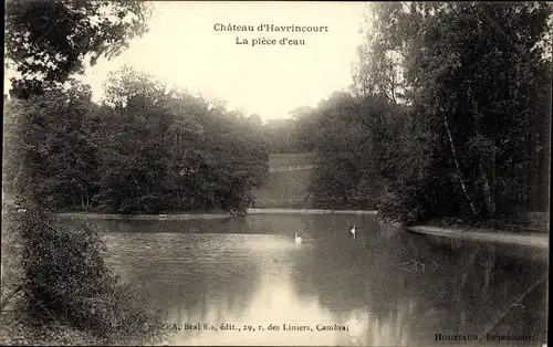 Ak Havrincourt Pas de Calais, Le Chateau, La piece d'eau