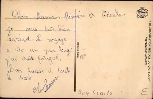 Künstler Ak Marchons, marchons, Pfadfinder beim Wandern, Frankreich