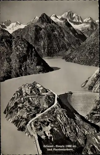 Ak Kanton Bern Schweiz, Grimsel, Grimselhospiz und Finsteraarhorn, Stausee