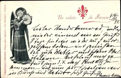 Ak Firenze Florenz Toscana, Engel mit Tamburin