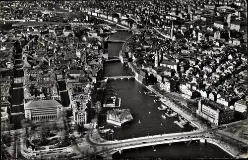 Ak Zürich Stadt Schweiz, Luftaufnahme