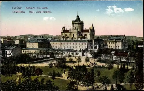 Ak Lwów Lemberg Ukraine, Heil. Jura Kirche