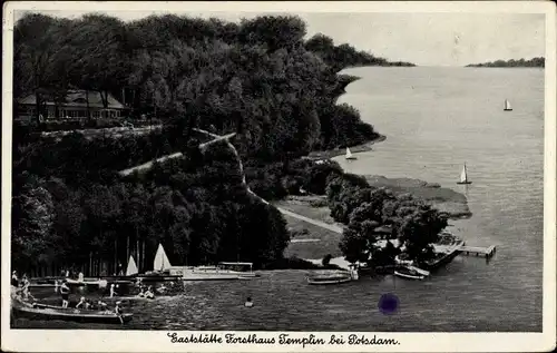 Ak Templin Potsdam in Brandenburg, Gaststätte Forsthaus Templin, Fliegeraufnahme