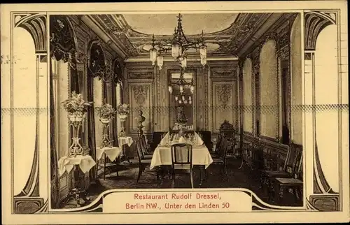 Ak Berlin Mitte, Restaurant, Unter den Linden 50, Innenansicht