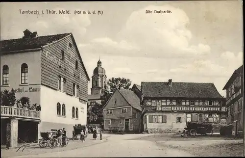 Ak Tambach Dietharz in Thüringen, Alte Dorfpartie, Gasthof zum Lamm