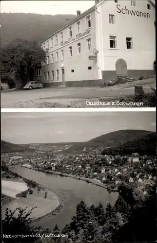 Ak Neckargemünd am Neckar, Gasthaus zum Schwanen, Blick auf den Ort