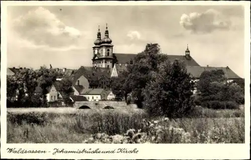 Ak Waldsassen in der Oberpfalz, Johannisbrücke, Kirche
