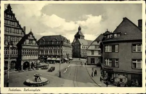 Ak Paderborn in Westfalen, Rathausplatz