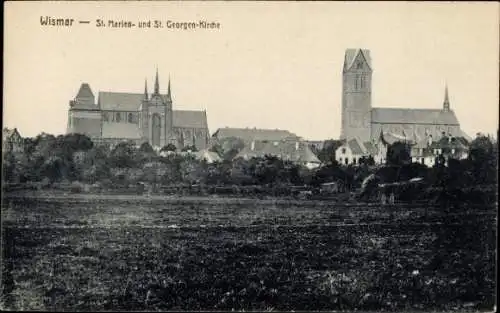 Ak Hansestadt Wismar, St. Marienkirche, St. Georgenkirche