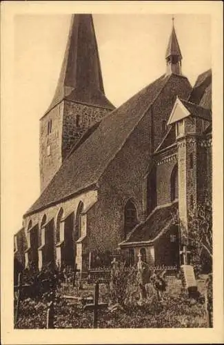 Ak Petersdorf Insel Fehmarn, Kirche, Friedhof
