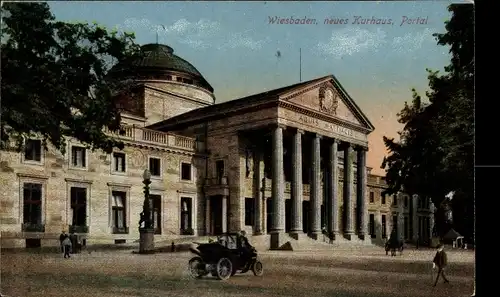 Ak Wiesbaden in Hessen, neues Kurhaus, Portal