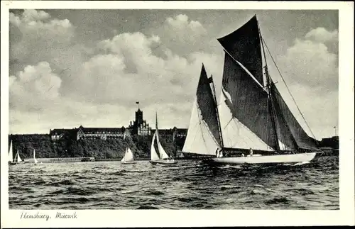 Ak Mürwik Flensburg in Schleswig Holstein, Marineschule, Segelboote