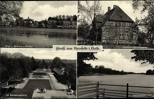 Ak Reinfeld in Holstein, Rathaus, Kirche, Claudius Geburtsstätte, Genesungsheim