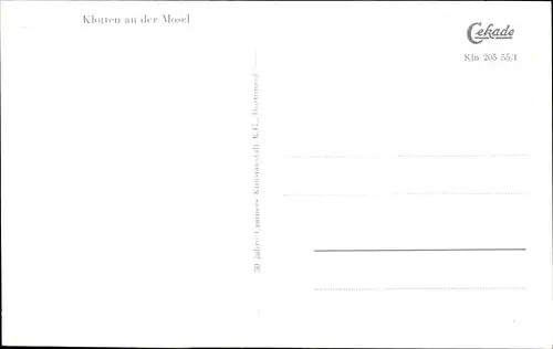 Ak Klotten an der Mosel, Blick auf den Ort mit Burg Coraidelstein