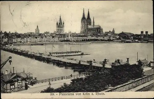 Ak Köln am Rhein, Panorama, Dom, Rhein