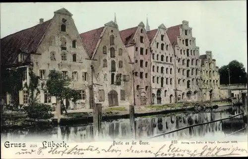 Ak Hansestadt Lübeck, Partie an der Trave, Häuser