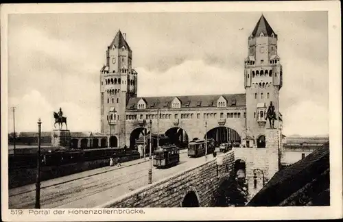 Ak Köln, Portal der Hohenzollernbrücke, Straßenbahn