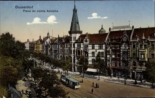 Ak Düsseldorf am Rhein, Graf Adolfstraße, Straßenbahn