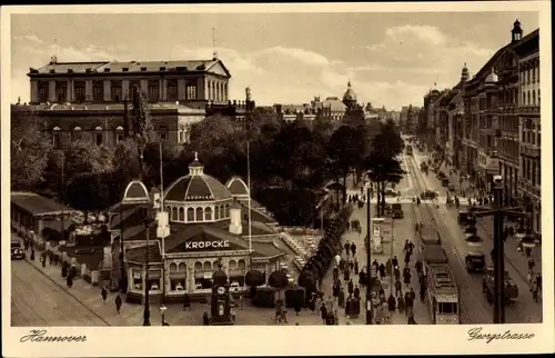 Ak Hannover, Georgstrasse, Geschäft Kröpcke, Gleise, Straßenbahn