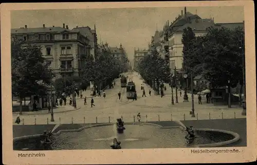 Ak Mannheim in Baden, Heidelberger Straße, Straßenbahn