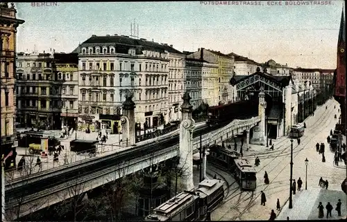 Ak Berlin Schöneberg, Potsdamer Straße, Ecke Bülowstraße, Straßenbahn