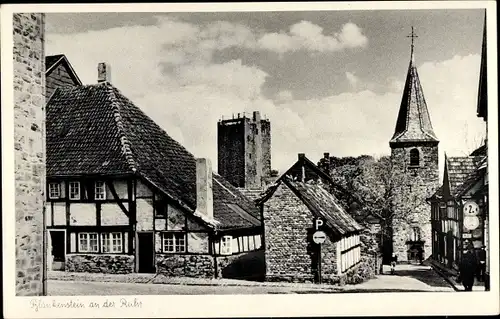 Ak Blankenstein an der Ruhr Hattingen, Ortspartie mit Burgturm und Kirchturm