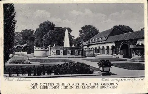 Ak Bad Nauheim in Hessen, Partie am Großen Sprudel, Springbrunnen