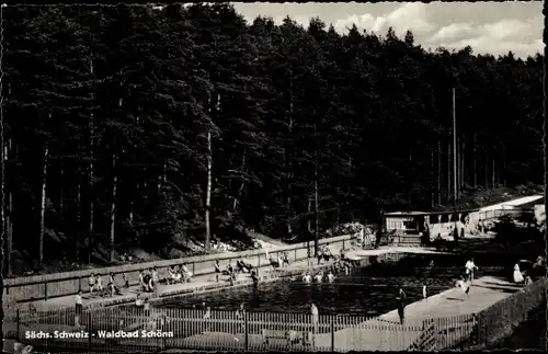 Ak Schöna Sächsische Schweiz, Waldbad