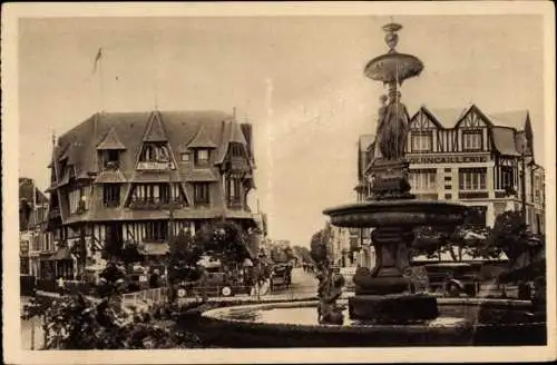 Ak Deauville Calvados, La Plage Fleurie, Place et Hotel Morny