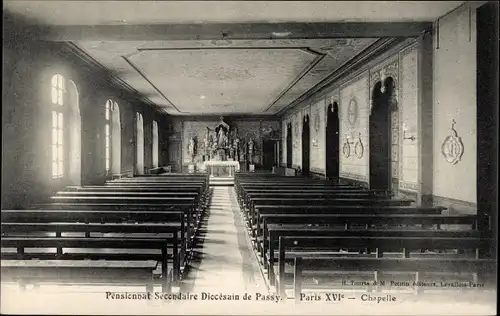 Ak Paris XVI. Arrondissement Passy, Pensionnat Secondaire Diocesain de Passy, Chapelle