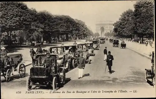 Ak Paris XVI. Arrondissement Passy, L'Avenue du Bois de Boulogne, L'Arc de Triomphe de l'Etoile