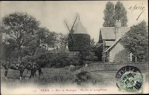 Ak Paris XVI. Arrondissement Passy, Bois de Boulogne, Moulin de Longchamp