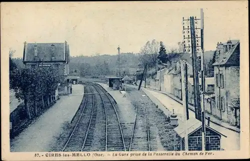 Ak Cires les Mello Oise, la Gare prise de la Passerelle du Chemin de fer