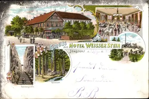 Litho Jonsdorf in Sachsen, Hotel Weißer Stein, Felsengasse