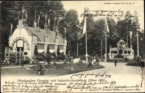 Ak Zittau in Sachsen, Oberlausitzer Gewerbe- und Industrieausstellung, Bindehalle