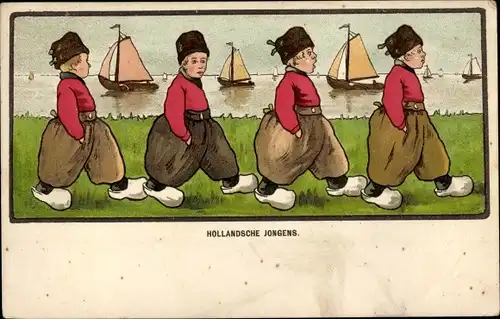 Litho Hollandsche Jongens, Jungen in niederländischen Trachten