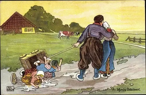 Künstler Ak Raven, Phil, Familie in niederländischen Trachten