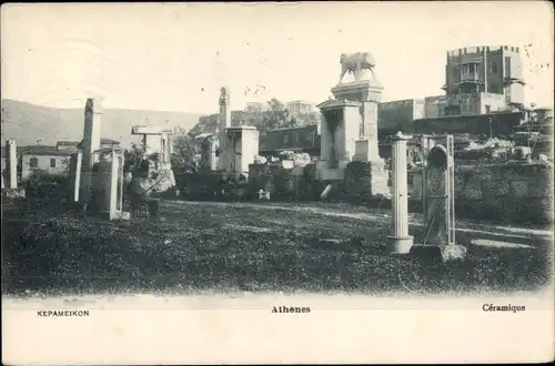 Ak Athen Griechenland, Ceramique, Blick auf den Friedhof Kerameikos
