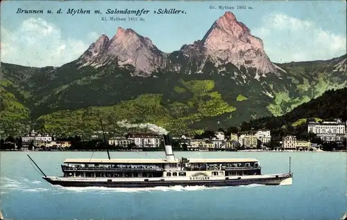 Ak Brunnen Kt Schwyz, Mythen, Salondampfer Schiller