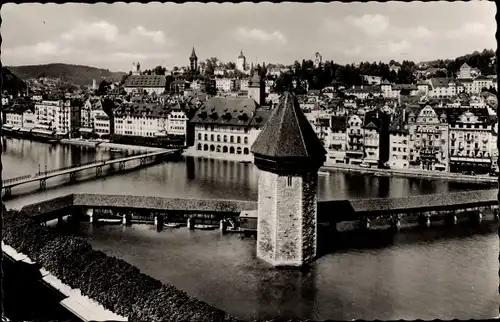 Ak Luzern Stadt Schweiz, Kapellbrücke, Wasserturm