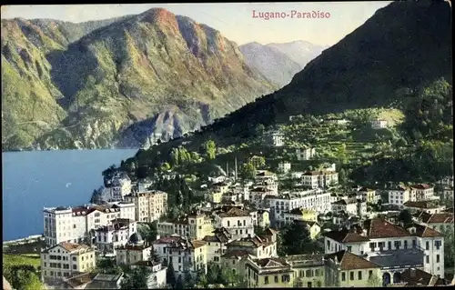 Ak Lugano Kanton Tessin Schweiz, Panorama