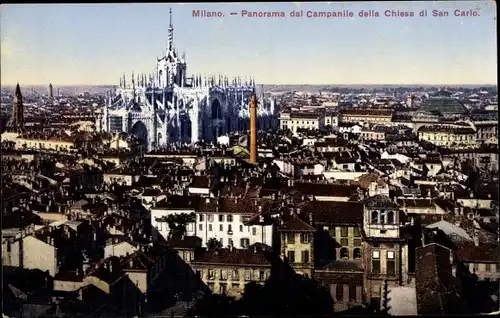 Ak Milano Mailand Lombardia, Panorama dal Campanile della Chiesa di San Carlo